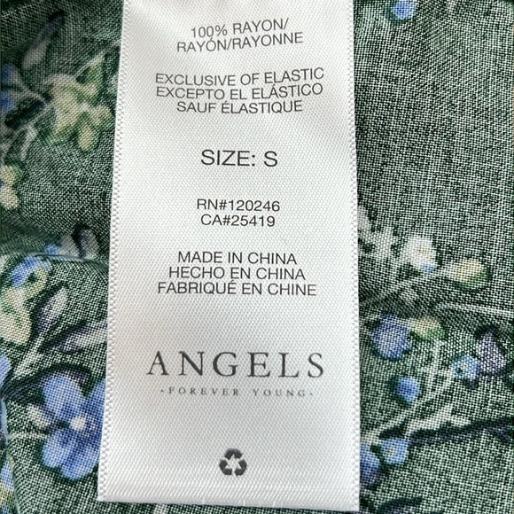 Angels Women’s Dress Size S Green & Blue Floral Elastic Front Tiered Skirt NWT - Picture 10 of 13